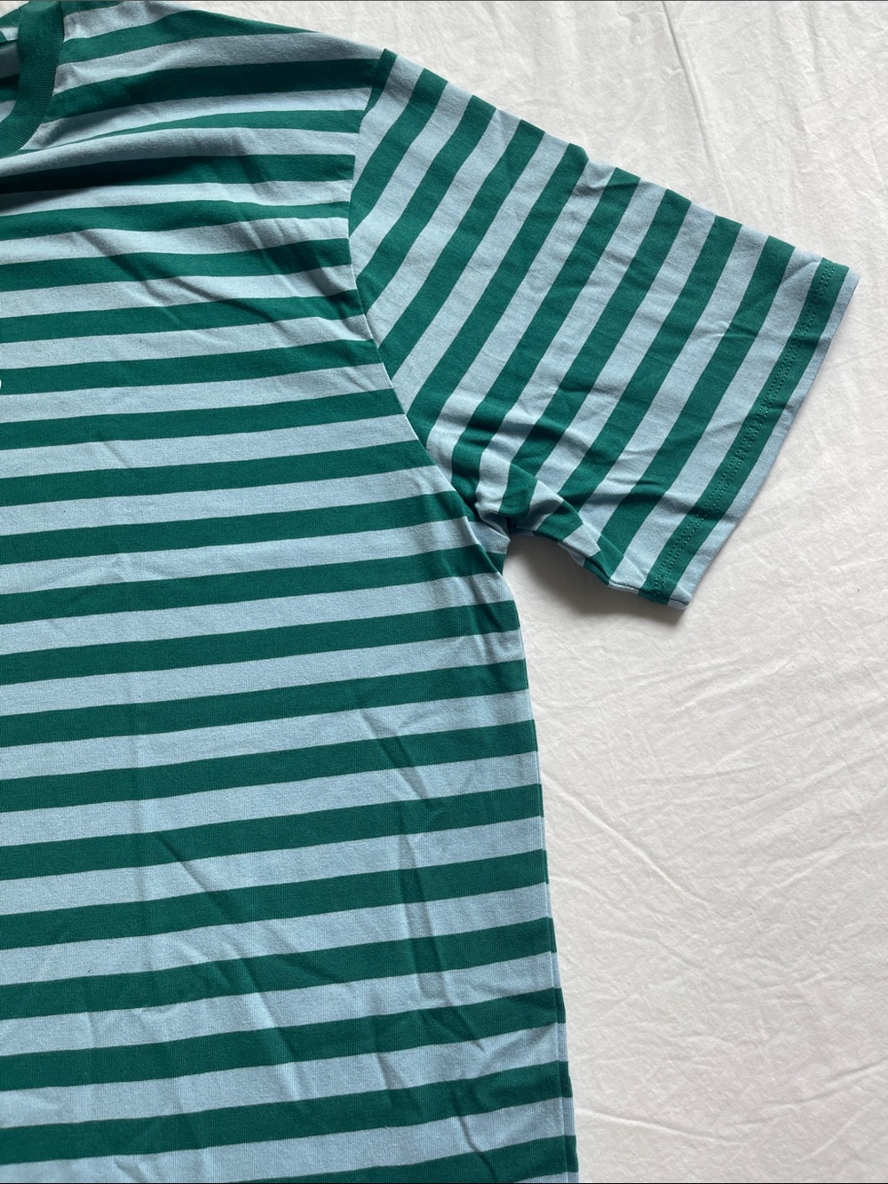 GUESS Green and Light Blue Striped Short Sleeve Tee - Picture 4 of 4